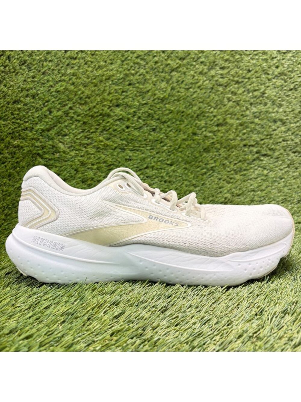 Brooks Glycerin 21 Mens Size 13 White Athletic Running Walking Shoes Sneakers
